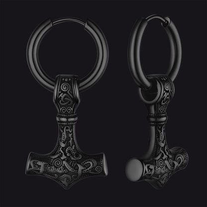 Battle Axe Viking Dangle Hoop Earrings For Men