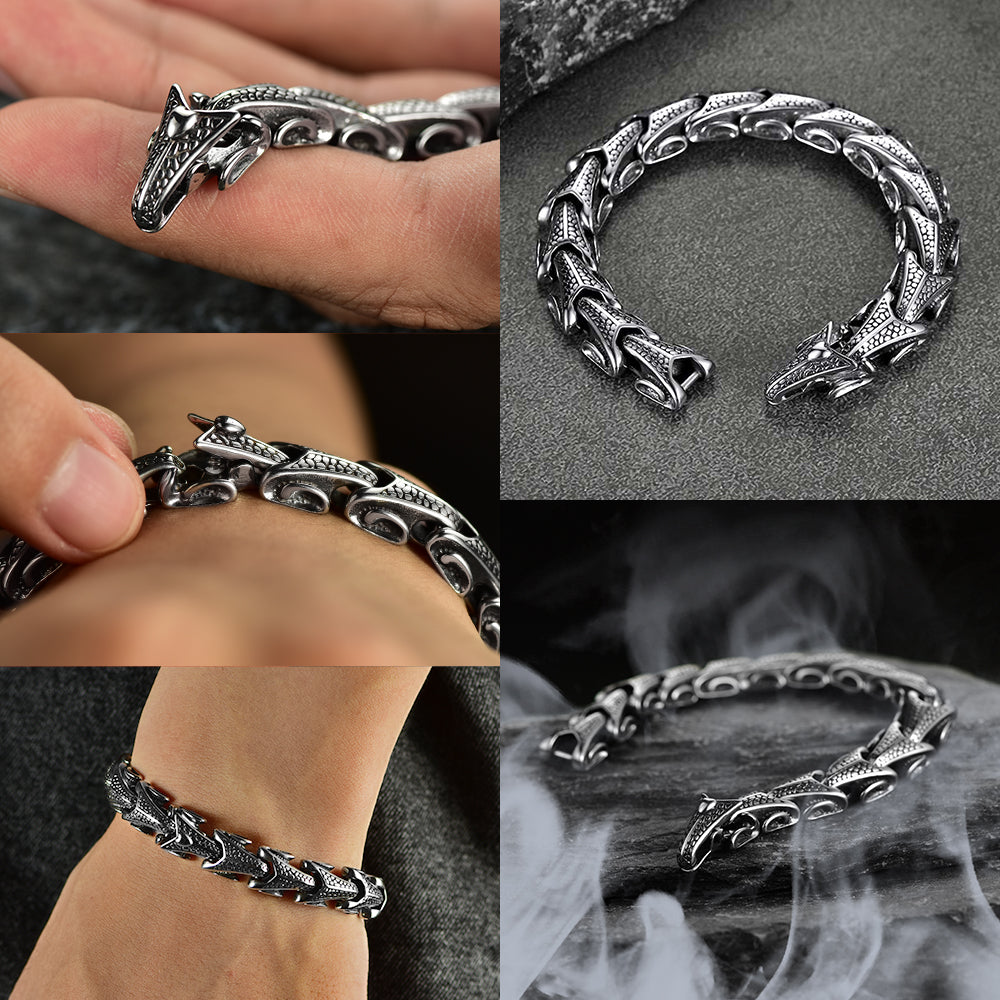 Chunky Dragon Chain Bracelet for Men in Stainless Steel