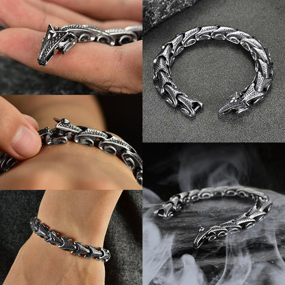 Chunky Dragon Chain Bracelet for Men in Stainless Steel