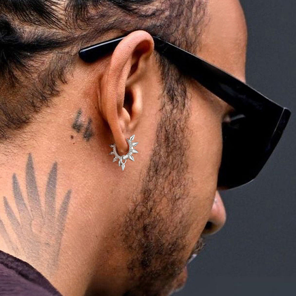 Rivet and Spike Hoop Earrings for Men