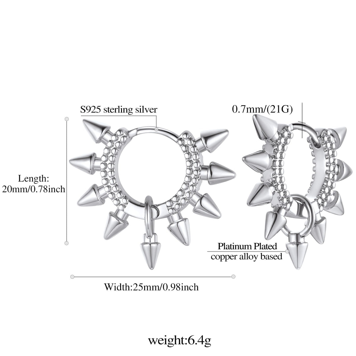 Rivet and Spike Hoop Earrings for Men