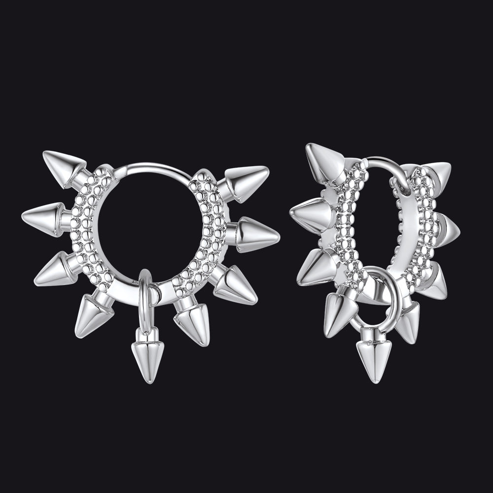 Rivet and Spike Hoop Earrings for Men