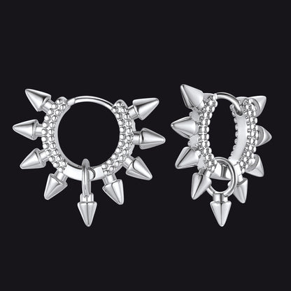 Rivet and Spike Hoop Earrings for Men