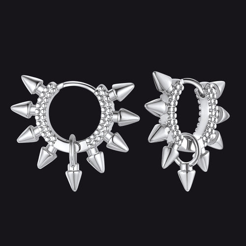 Rivet and Spike Hoop Earrings for Men