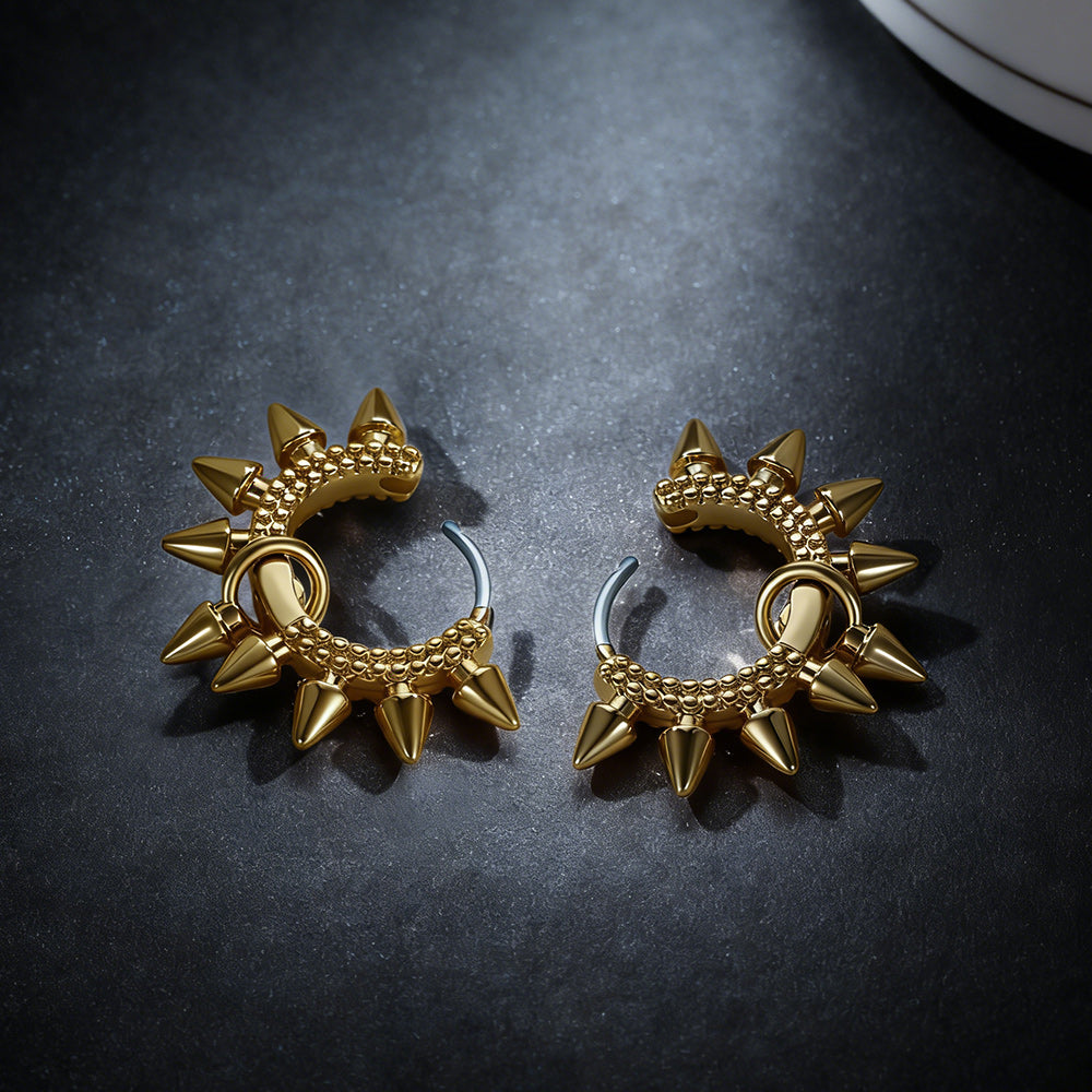 Rivet and Spike Hoop Earrings for Men