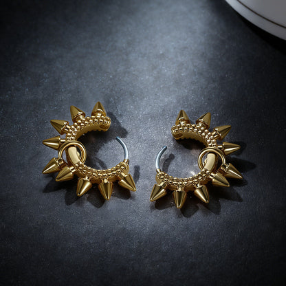 Rivet and Spike Hoop Earrings for Men