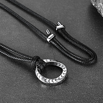 Viking Mobius Circle Leather Necklace Adjustable Leather Chain for Men