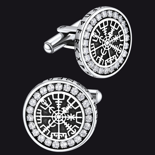 Nordic Viking Vegvisir Compass Cufflinks for Men