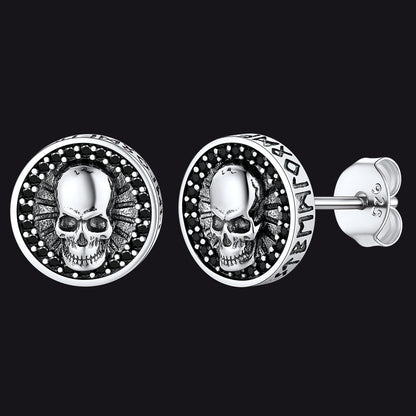 Viking Rune Fang Stud Earrings for Men – Nordic Star CZ Earrings