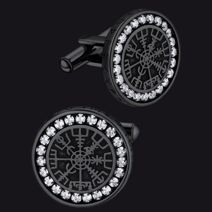 Nordic Viking Vegvisir Compass Cufflinks for Men
