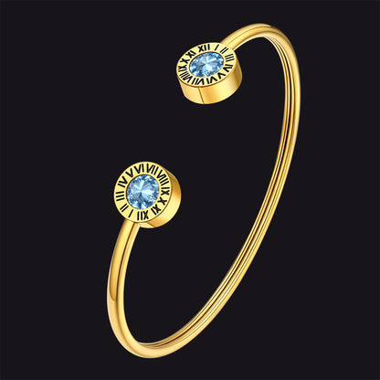 Roman Numerals Birthstone Bracelets for Men Women