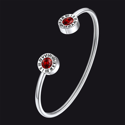 Roman Numerals Birthstone Bracelets for Men Women