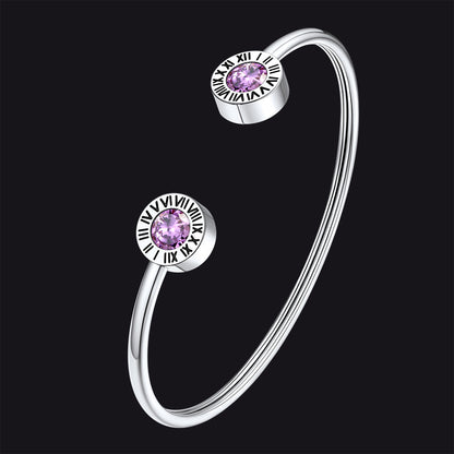 Roman Numerals Birthstone Bracelets for Men Women