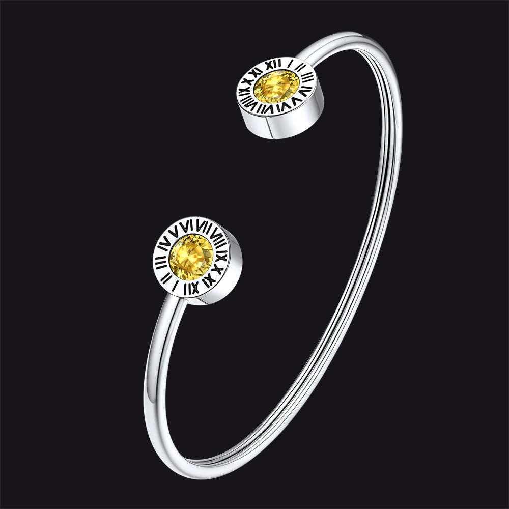 Roman Numerals Birthstone Bracelets for Men Women