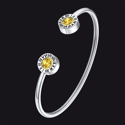 Roman Numerals Birthstone Bracelets for Men Women