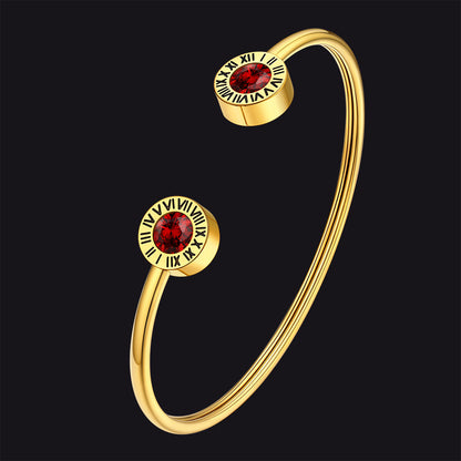 Roman Numerals Birthstone Bracelets for Men Women