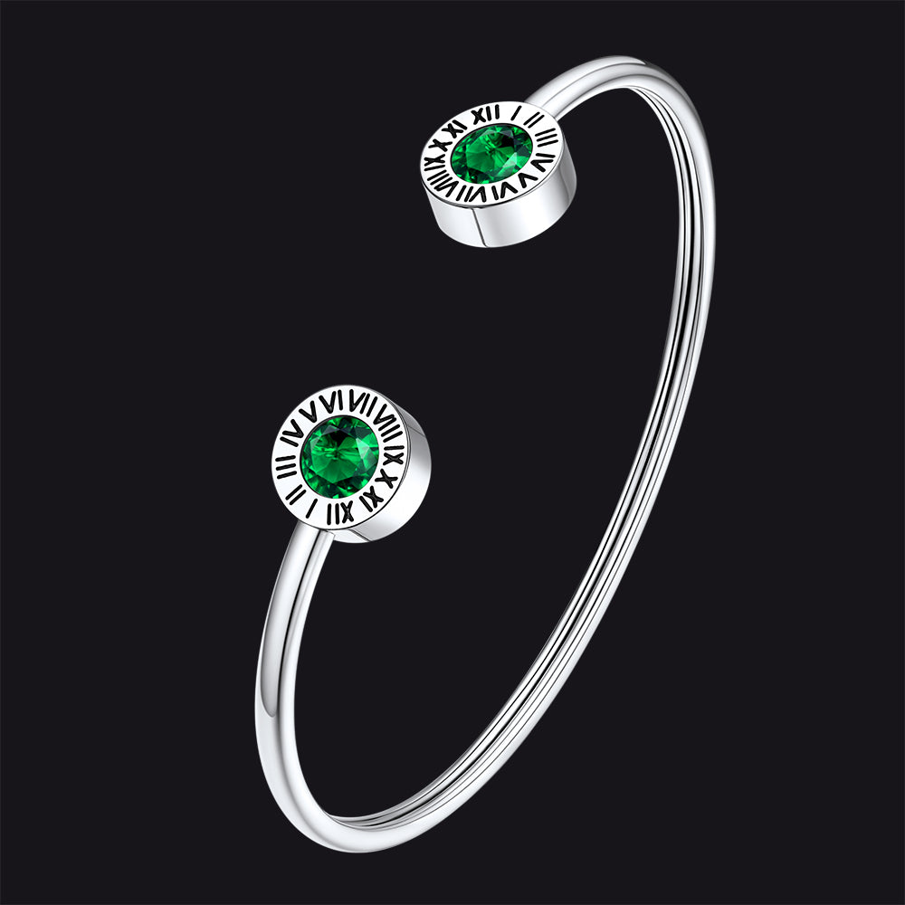 Roman Numerals Birthstone Bracelets for Men Women
