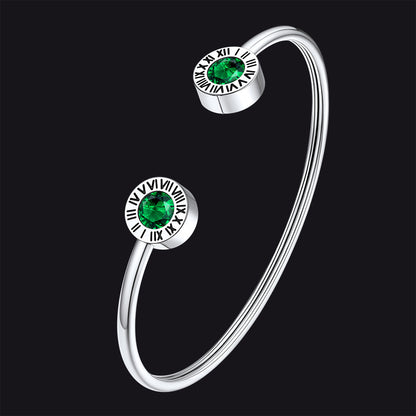 Roman Numerals Birthstone Bracelets for Men Women