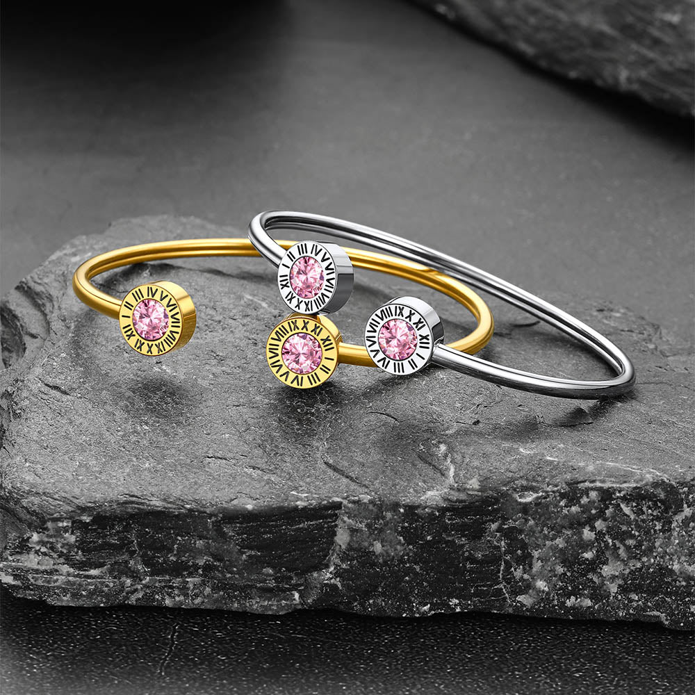 Roman Numerals Birthstone Bracelets for Men Women