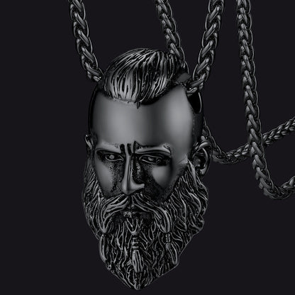 Nordic Viking Head Necklace Amulet Jewelry for Men Boys