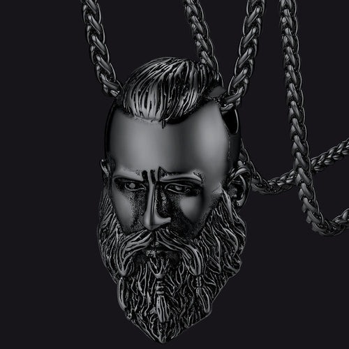 Nordic Viking Head Necklace Amulet Jewelry for Men Boys