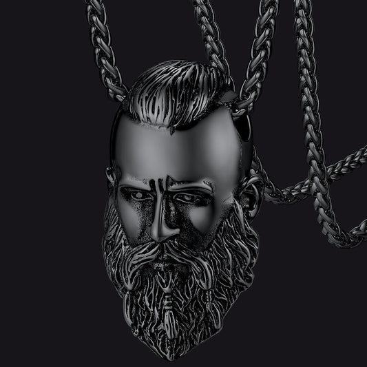 Nordic Viking Head Necklace Amulet Jewelry for Men Boys