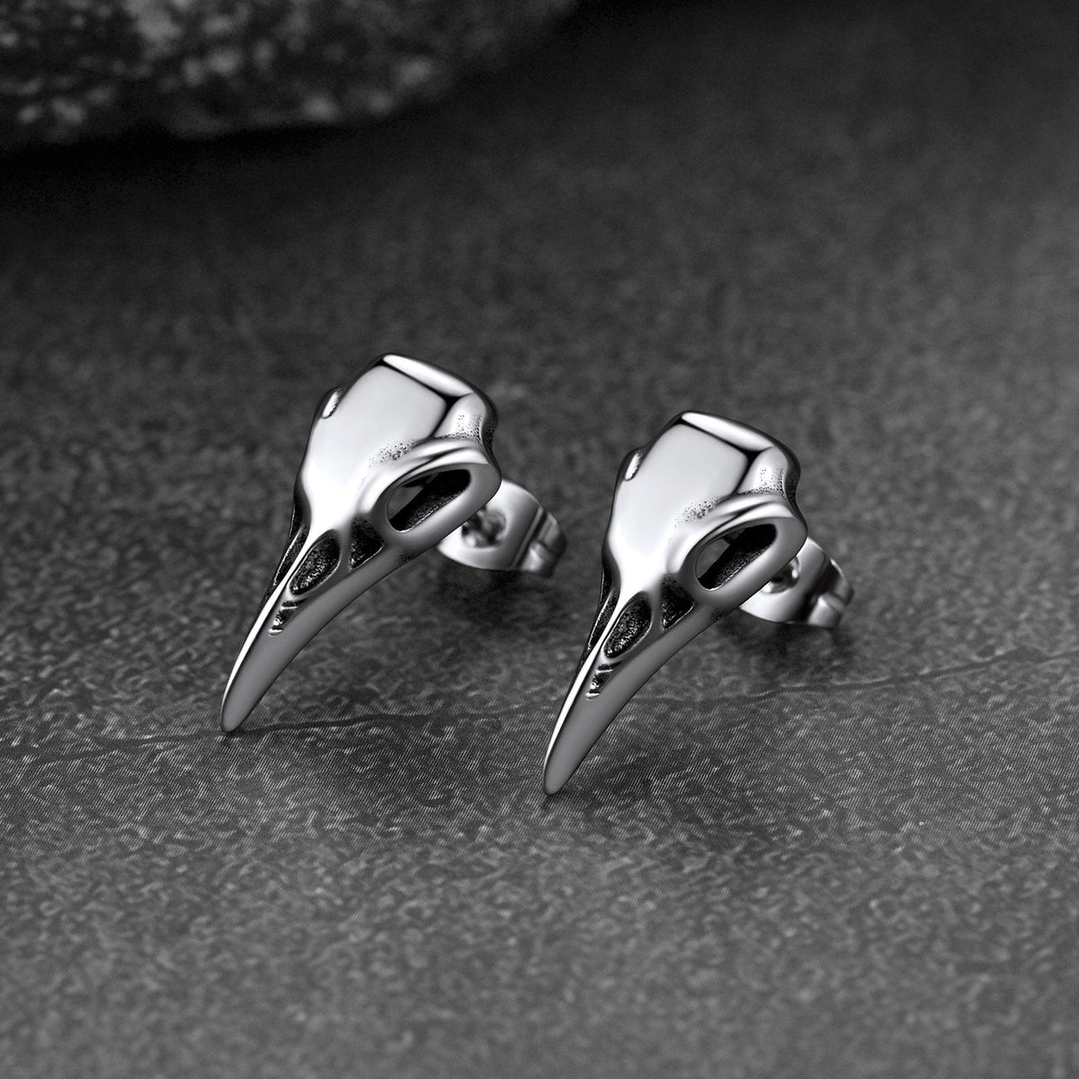 Gothic Raven Skull Stud Earring for Men