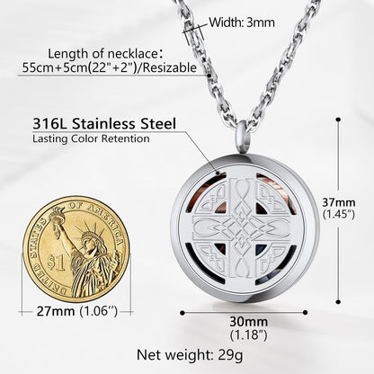 Custom Picture Celtic Knot Cross Locket Aromatherapy Essential Oil Necklaces for Men