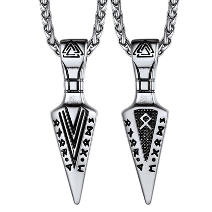 Viking Odin Gungnir Sword Necklace with Runes For Men