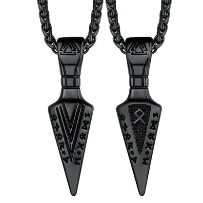 Viking Odin Gungnir Sword Necklace with Runes For Men