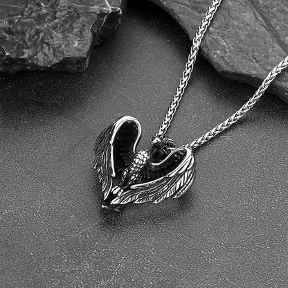 Vintage Phoenix Heart Pendant Necklace for Men