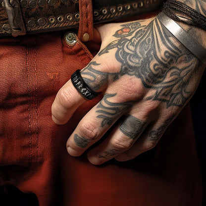 Norse Viking Runes Viking Band Ring for Men Women 8MM