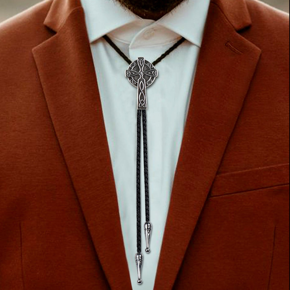 Irish Celtic Cross Knot Bolo Tie for Men Women