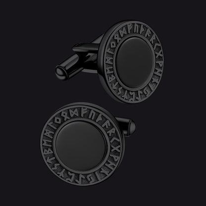 Men's Black Onyx Cufflinks with Viking Rune