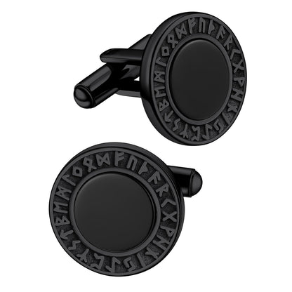 Men's Black Onyx Cufflinks with Viking Rune