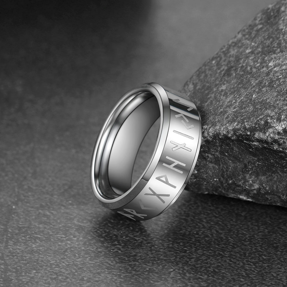 Norse Viking Runes Viking Band Ring for Men Women 8MM