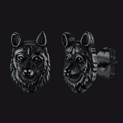 Norse Viking Wolf Stud Earrings For Men