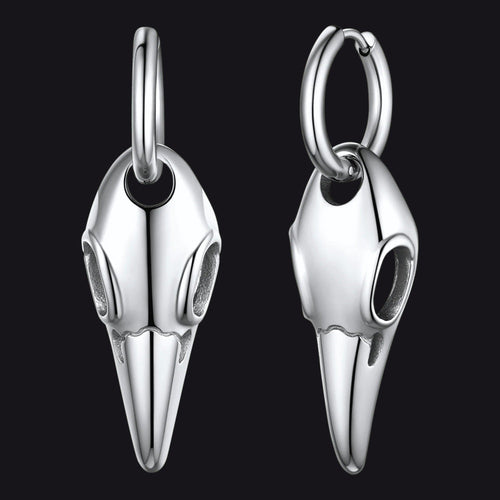 Gothic Raven Skull Dangle Hoop Earrings for Men Women