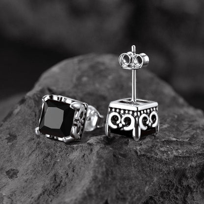 Celtic Diamond Stud Earrings in Sterling Silver for Men Women
