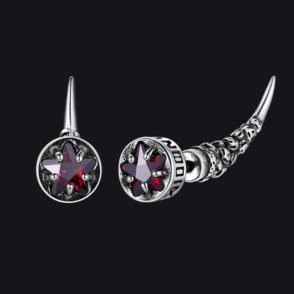 Viking Rune Fang Stud Earrings for Men – Nordic Star CZ Earrings