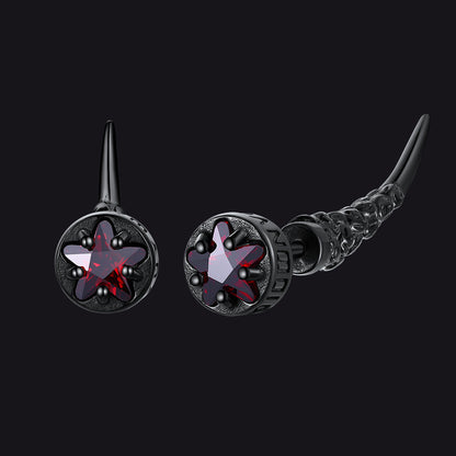 Viking Rune Fang Stud Earrings for Men – Nordic Star CZ Earrings