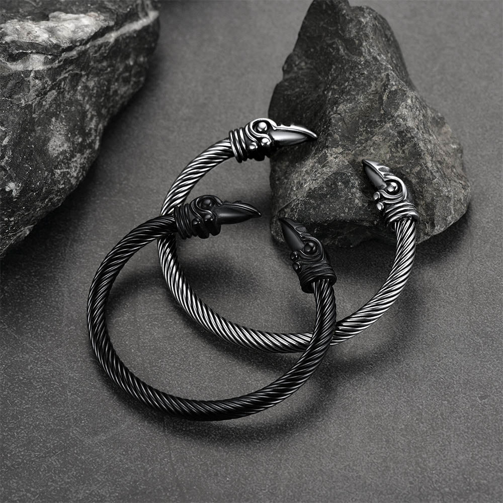 FaithHeart Viking Raven Cuff Bracelet Bangle for Men