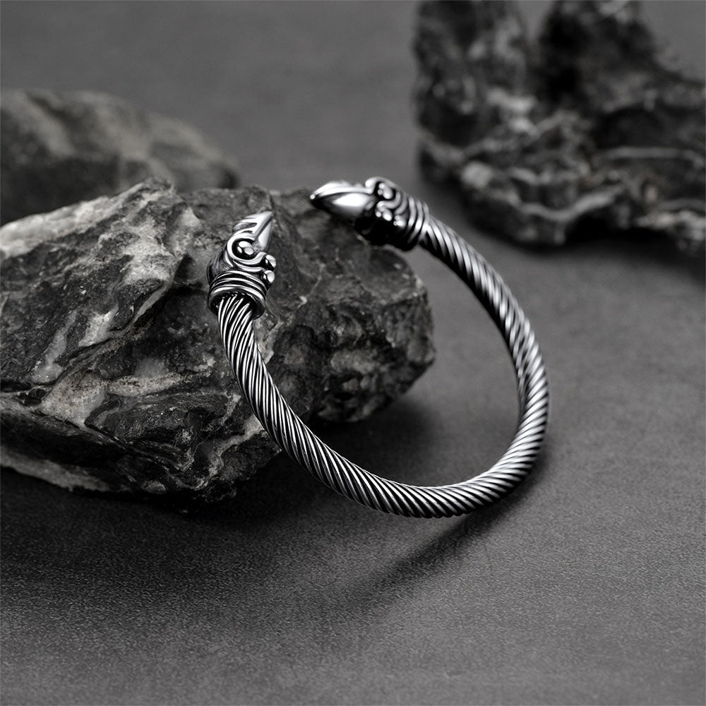 FaithHeart Viking Raven Cuff Bracelet Bangle for Men