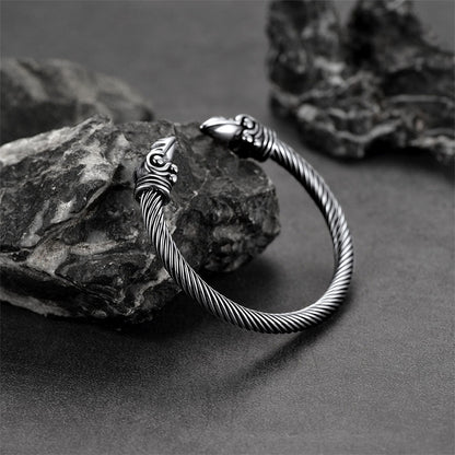 FaithHeart Viking Raven Cuff Bracelet Bangle for Men