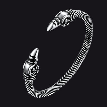 FaithHeart Viking Raven Cuff Bracelet Bangle for Men