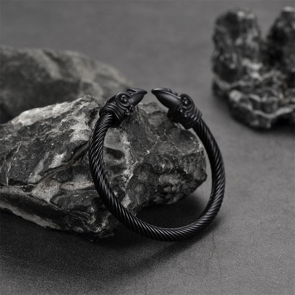 FaithHeart Viking Raven Cuff Bracelet Bangle for Men