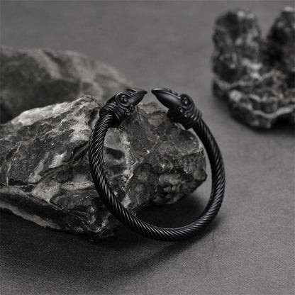 FaithHeart Viking Raven Cuff Bracelet Bangle for Men