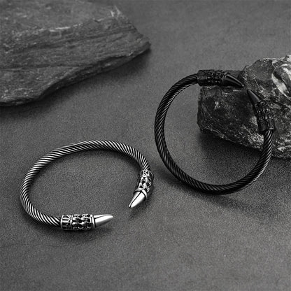 Viking Runes Skull Arm Ring Dangle Bracelet for Men