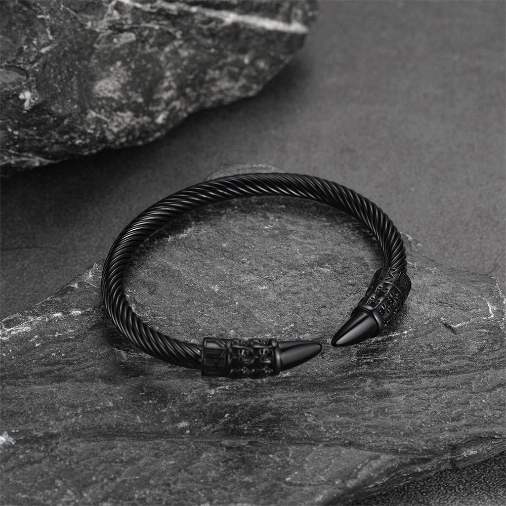 Viking Runes Skull Arm Ring Dangle Bracelet for Men