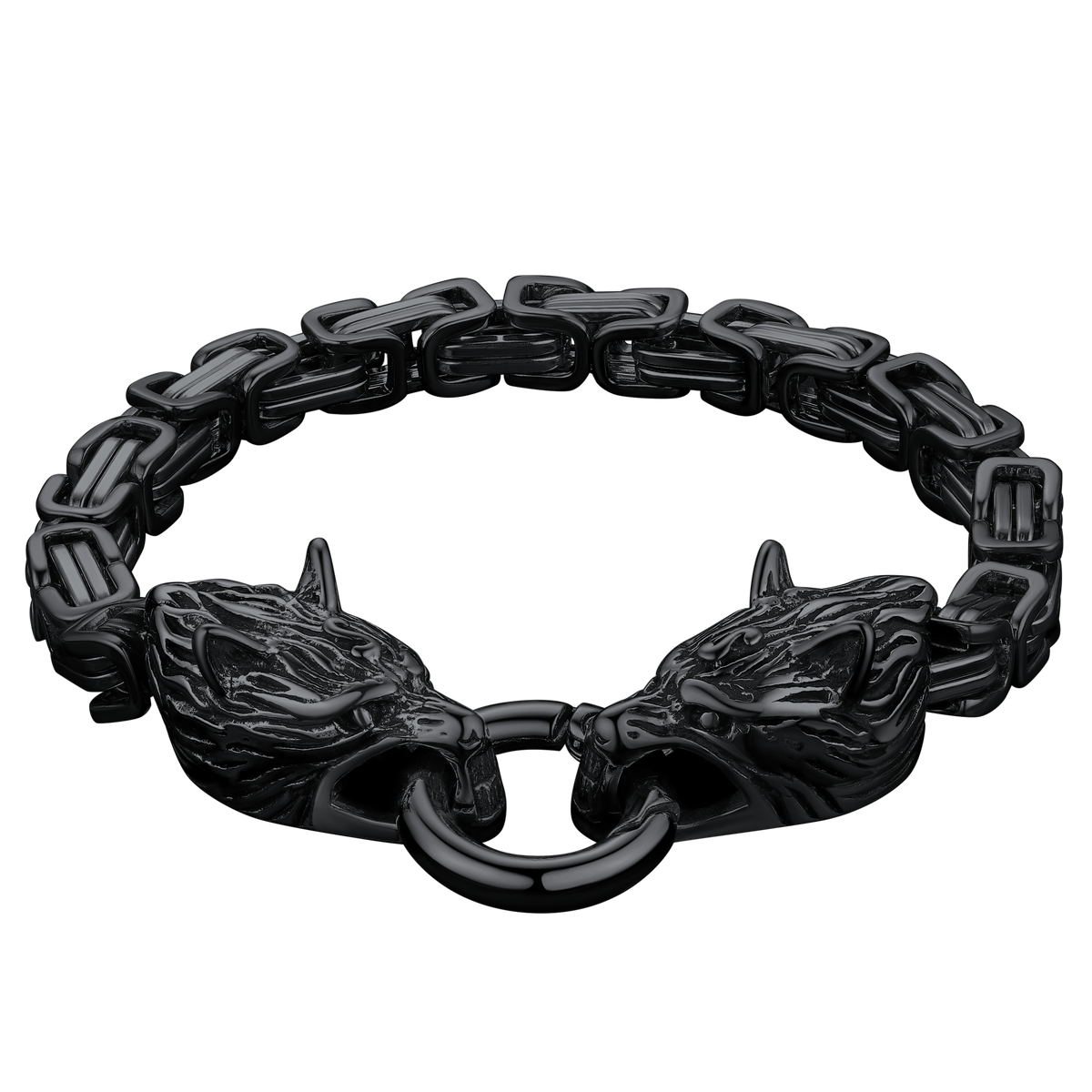Viking Wolf Head Chain Bracelet Cuff Bangle Gift for Men